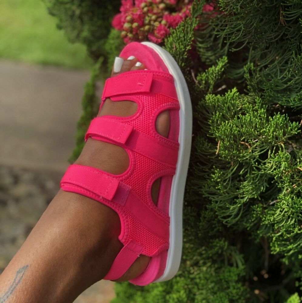 Women's Bright Pink Mesh Sandals.